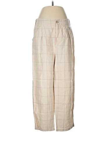 Madewell Linen Pleated Taper Wide-Leg Pants in Windowpane (view 1)