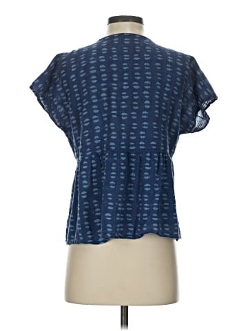 Madewell Shirred Top in Indigo Blockprint (view 2)