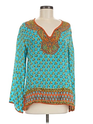 Tolani Long Sleeve Silk Top (view 1)