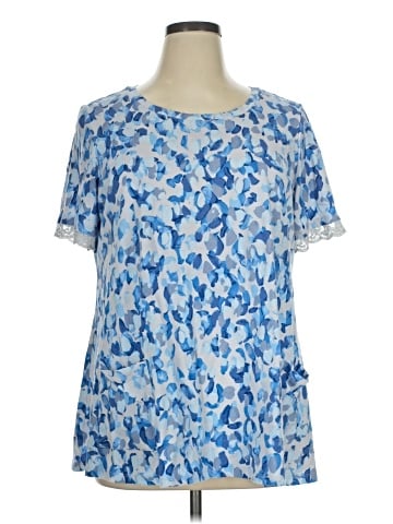 LOGO by Lori Goldstein Short Sleeve Blouse (view 1)