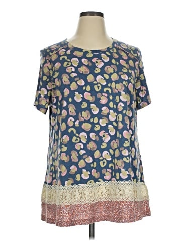 LOGO by Lori Goldstein Short Sleeve Blouse (view 1)