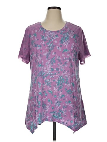 LOGO by Lori Goldstein Short Sleeve Blouse (view 1)