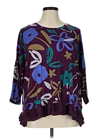 LOGO by Lori Goldstein 3/4 Sleeve Blouse (view 1)