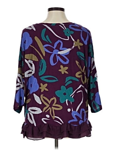 LOGO by Lori Goldstein 3/4 Sleeve Blouse (view 2)