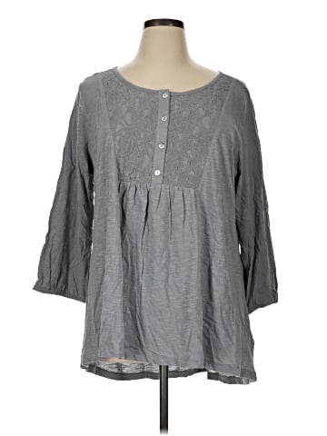 LOGO by Lori Goldstein 3/4 Sleeve Blouse (view 1)