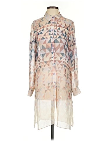 BCBGMAXAZRIA Long Sleeve Silk Top (view 1)