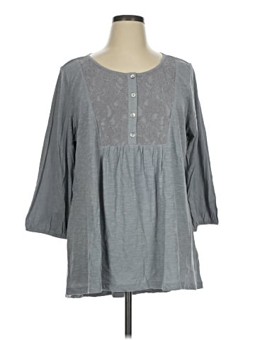 LOGO by Lori Goldstein 3/4 Sleeve Blouse (view 1)