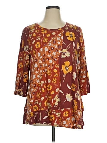 LOGO by Lori Goldstein 3/4 Sleeve Blouse (view 1)