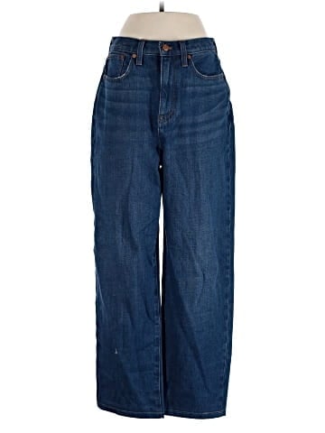 Madewell Baggy Straight Jeans in Dark Worn Indigo Wash (view 1)