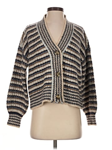 Madewell Waller Crop Cardigan Sweater in Stripe (view 1)