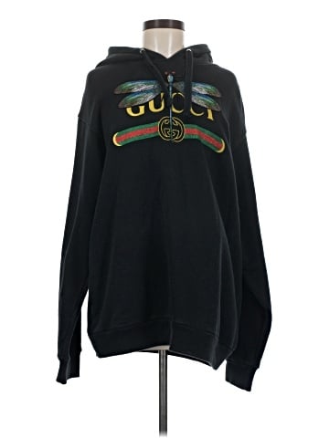 Gucci Dragonfly and Logo-Print Cotton Hooded Sweatshirt (view 1)