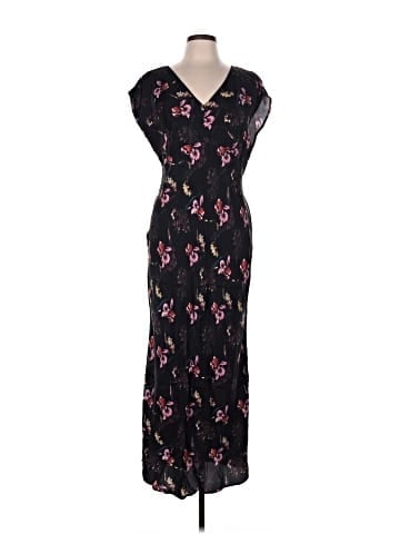 Madewell Wide V-Neck Midi Dress in Floral Cupro-Blend (view 1)