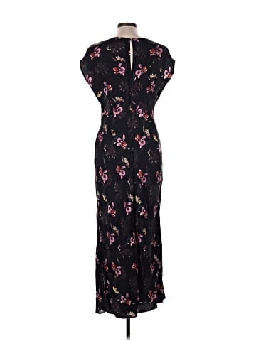 Madewell Wide V-Neck Midi Dress in Floral Cupro-Blend (view 2)