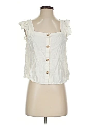 Madewell Linen-Blend Ruffle-Strap Button-Up Tank Top (view 1)