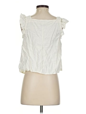 Madewell Linen-Blend Ruffle-Strap Button-Up Tank Top (view 2)