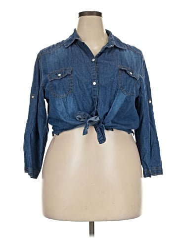 Unbranded 3/4 Sleeve Button-Down Shirt (view 1)