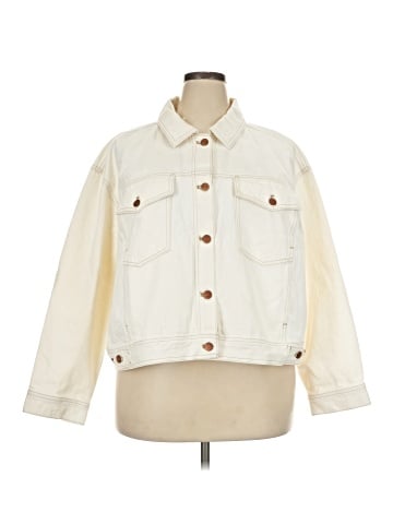 Madewell Plus Button-Front Denim Jacket in Tile White (view 1)