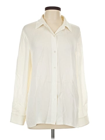 Theory Long Sleeve Silk Top (view 1)