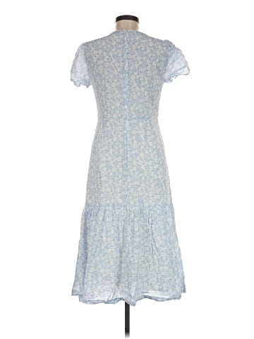 Madewell Ruched-Front Ruffle-Hem Midi Dress in Fleur Field (view 2)