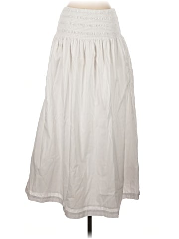 Madewell Smocked-Waist Poplin Midi Skirt (view 2)