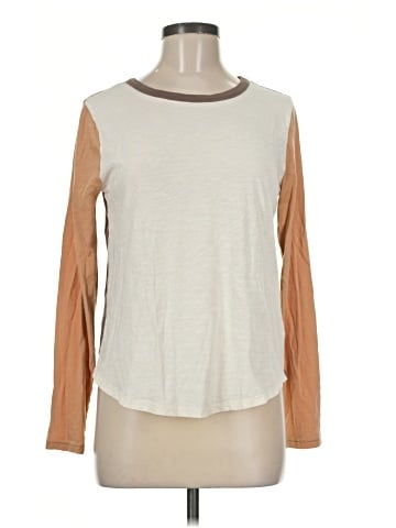 Madewell Whisper Cotton Rib-Crewneck Long-Sleeve Tee in Colorblock (view 1)