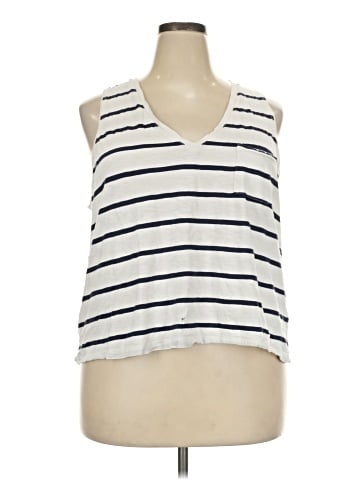 Madewell Whisper Cotton V-Neck Pocket Tank in Creston Stripe (view 1)
