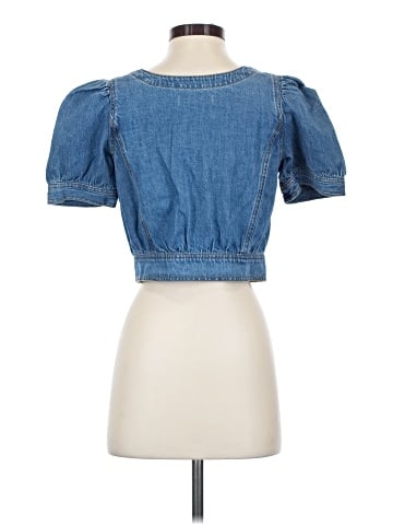 Madewell Denim Puff-Sleeve Crop Top (view 2)