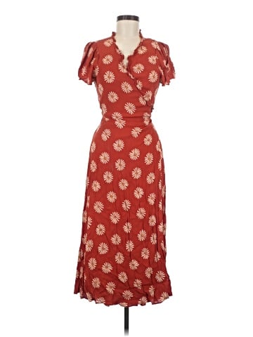 Madewell Ruffle-Edge Wrap Midi Dress in Daisy Daydream (view 1)