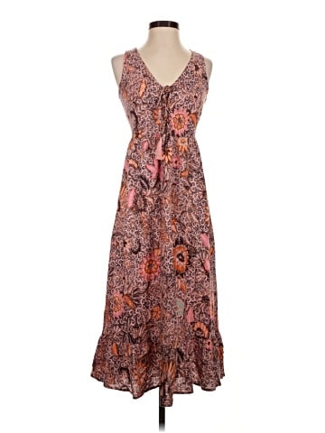 Madewell Lace-Up Ruffle-Hem Midi Dress in Bali Blooms (view 1)