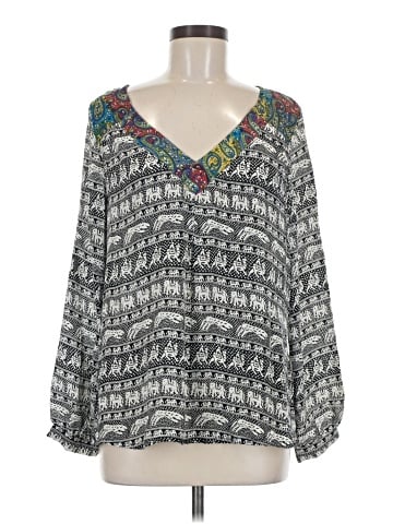 Tolani Long Sleeve Silk Top (view 1)