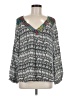 Tolani 100% Silk Gray Long Sleeve Silk Top Size M - photo 1