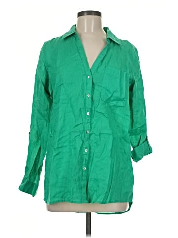 Sigrid Olsen 3/4 Sleeve Button-Down Shirt (view 1)