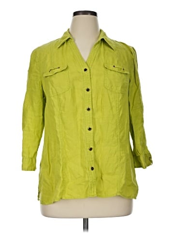 JM Collection 3/4 Sleeve Button-Down Shirt (view 1)