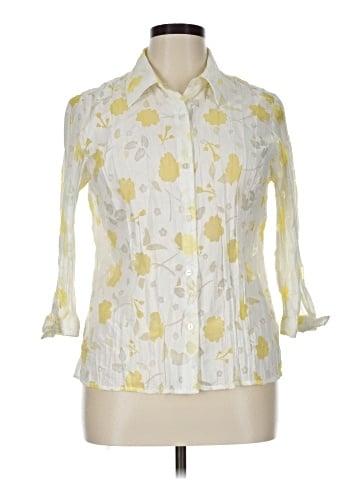 JM Collection 3/4 Sleeve Button-Down Shirt (view 1)