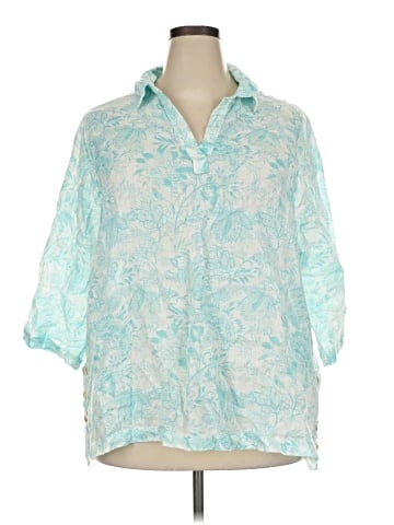 Sigrid Olsen 3/4 Sleeve Button-Down Shirt (view 1)