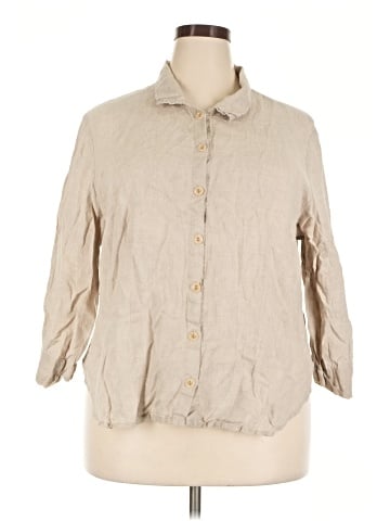 Flax 3/4 Sleeve Button-Down Shirt (view 1)