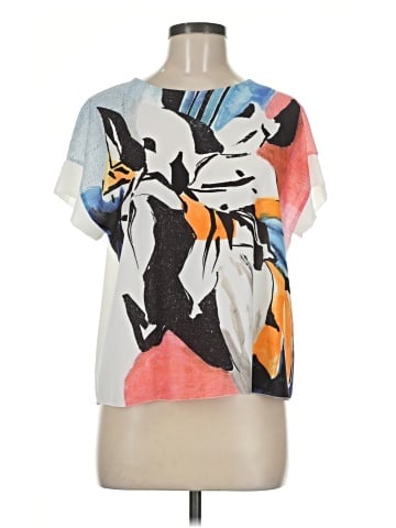 Zara W&B Collection Short Sleeve Blouse (view 1)