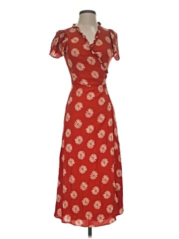 Madewell Ruffle-Edge Wrap Midi Dress in Daisy Daydream (view 1)