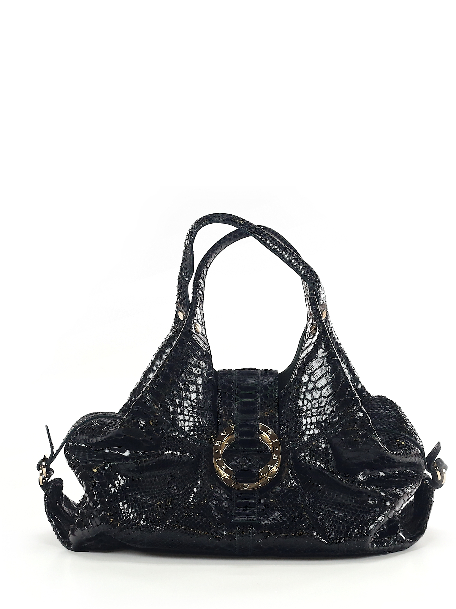Bvlgari 100% Snakeskin Solid Black Leather Satchel One Size - 78% off ...