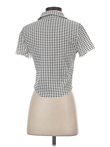 Madewell Crinkle Polo Crop Tee in Windowpane (view 2)