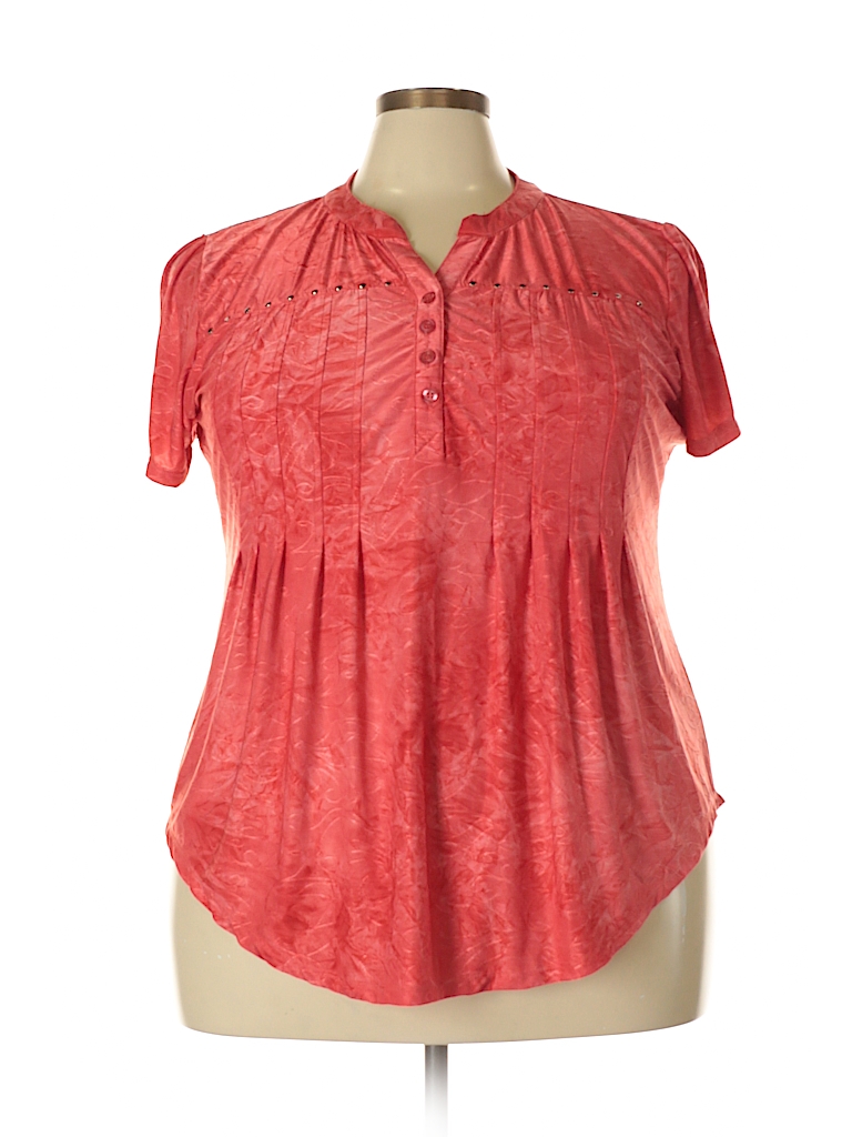 Shannon Ford New York Solid Red Short Sleeve Henley Size 2X (Plus) - 72 ...