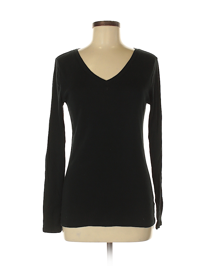 Merona 100% Cotton Solid Black Long Sleeve T-Shirt Size S - 70% off ...