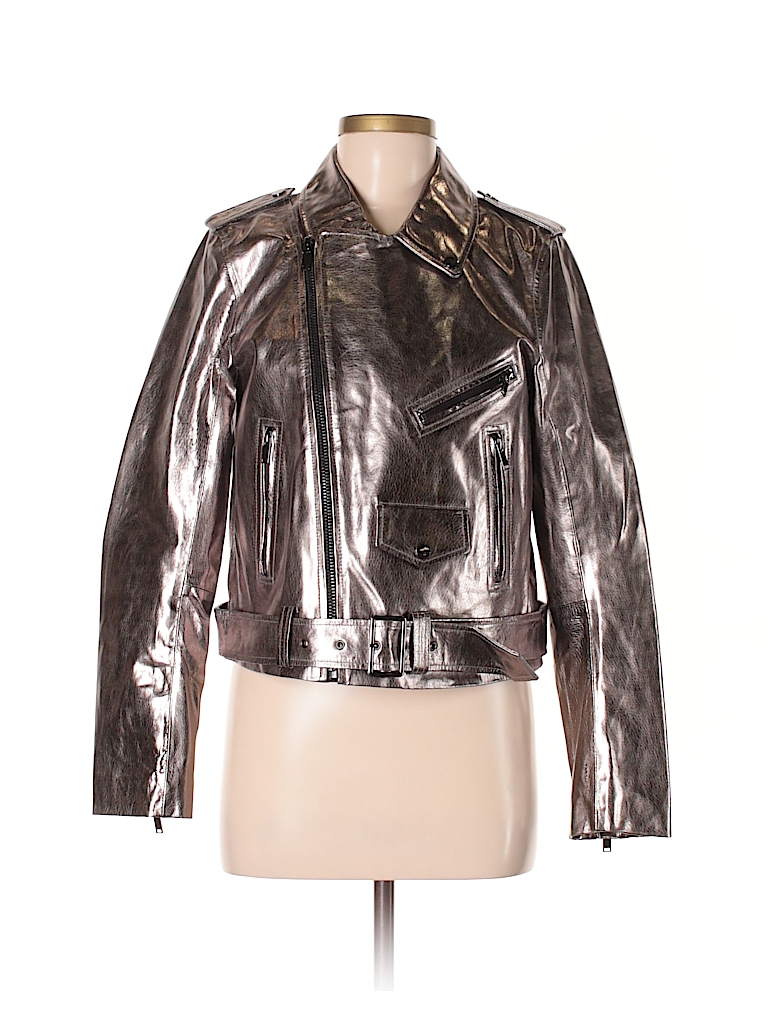 silver leather jacket zara